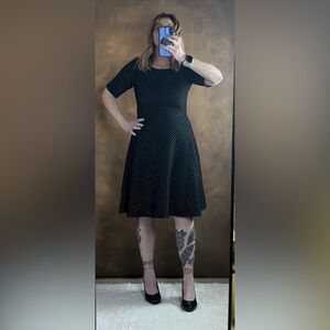 Lands' End Black and white fit and flare dress